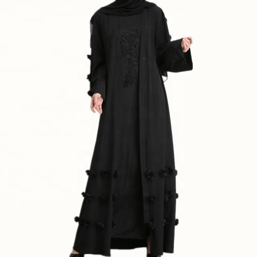 High quality soft crepe with flower abaya