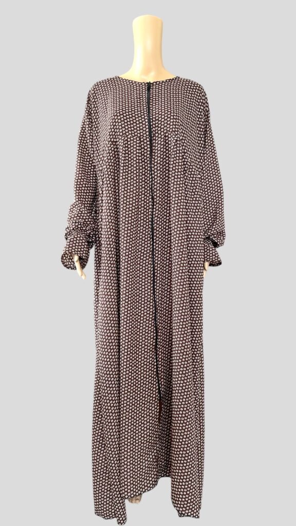 Zipper dress brown with white