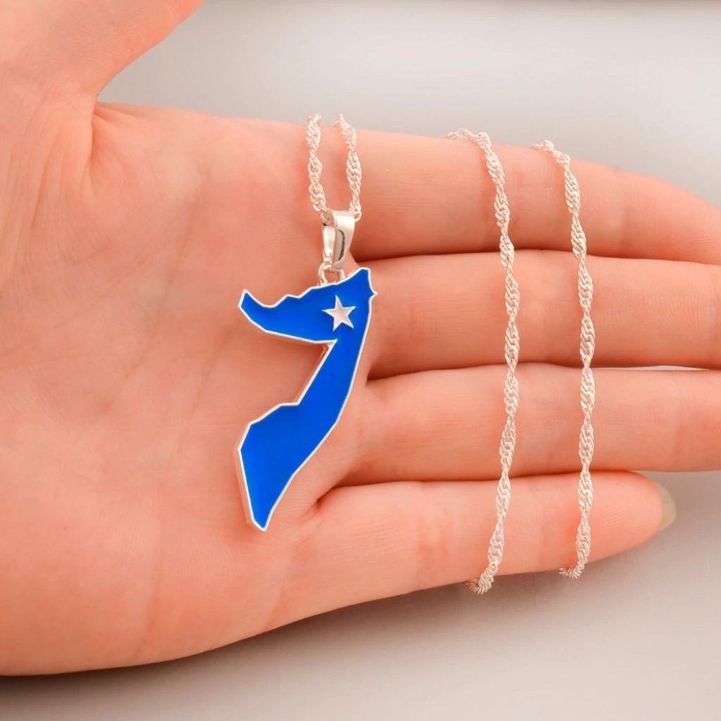 Somalia Map With Flag of Pendant Necklaces